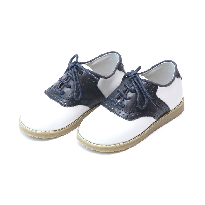 Navy/White Luke Two Tone Leather Saddle Shoe (042)