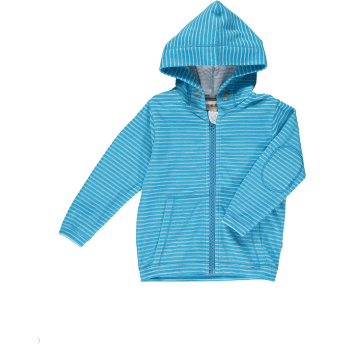 Padstow Toweling Hooded Top | Blue and Sky Stripe