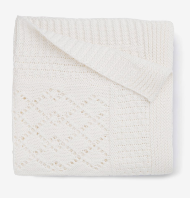 White Seed Knit Cotton Baby Blanket