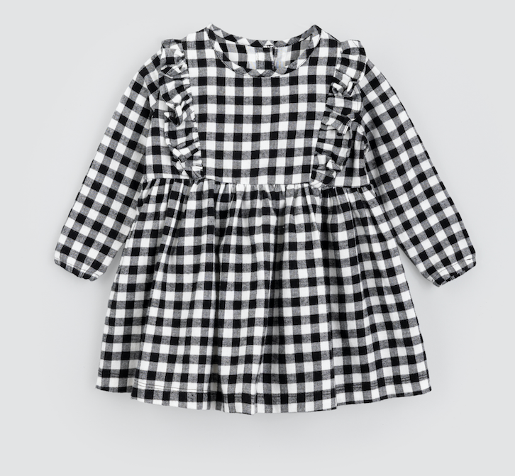Baby Girl Black Checkered Print Flannel Dress – Babycakes Children's  Boutique