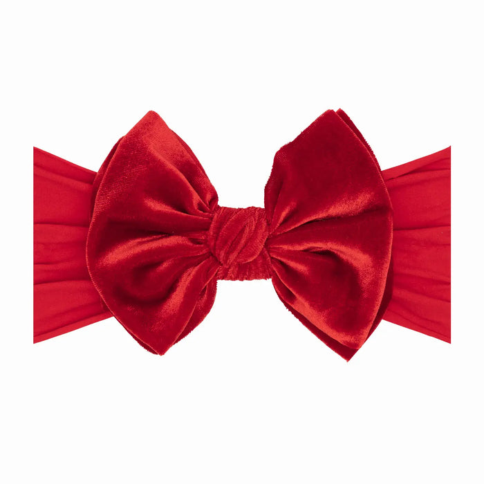 Velvet Fab Nylon Headband w/ Bow | Cherry