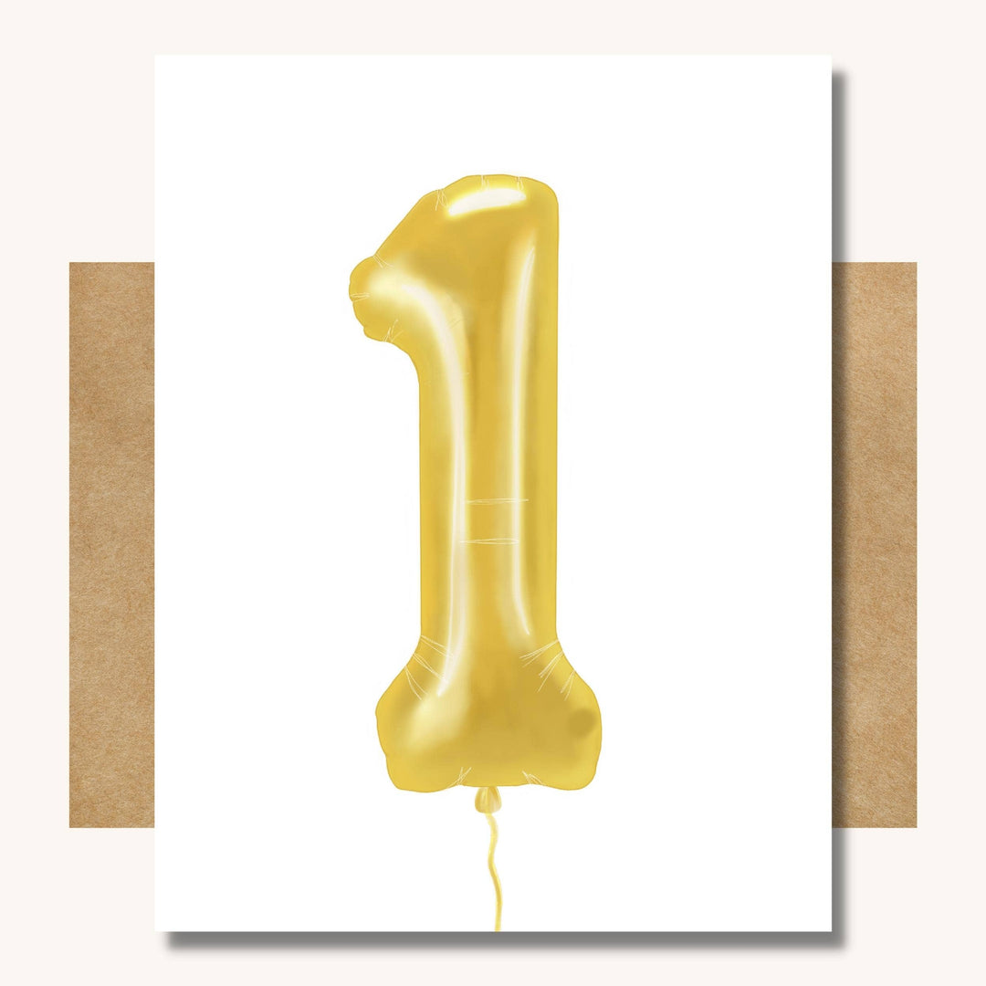 Gold Foil Balloon First Card