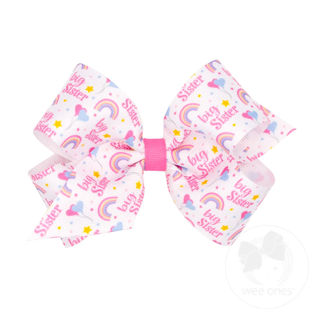 Medium Printed Grosgrain Bow | Big Sis