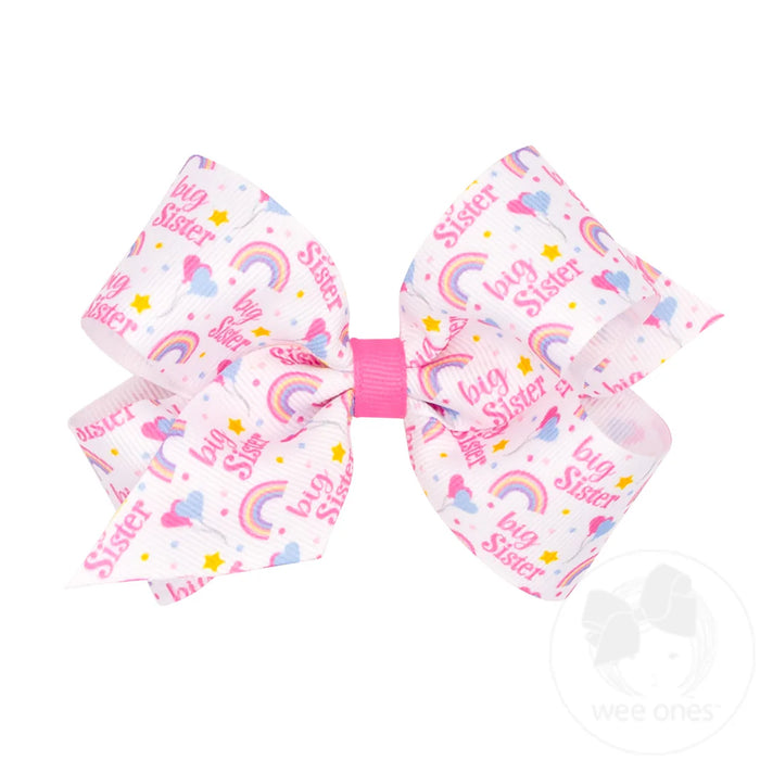 Medium Printed Grosgrain Bow | Big Sis
