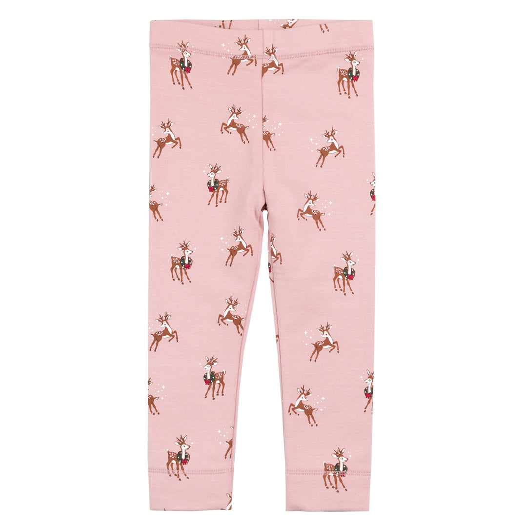 Pink Reindeer Knit Leggings | Girl
