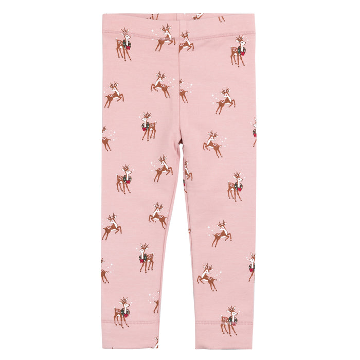 Pink Reindeer Knit Leggings | Baby