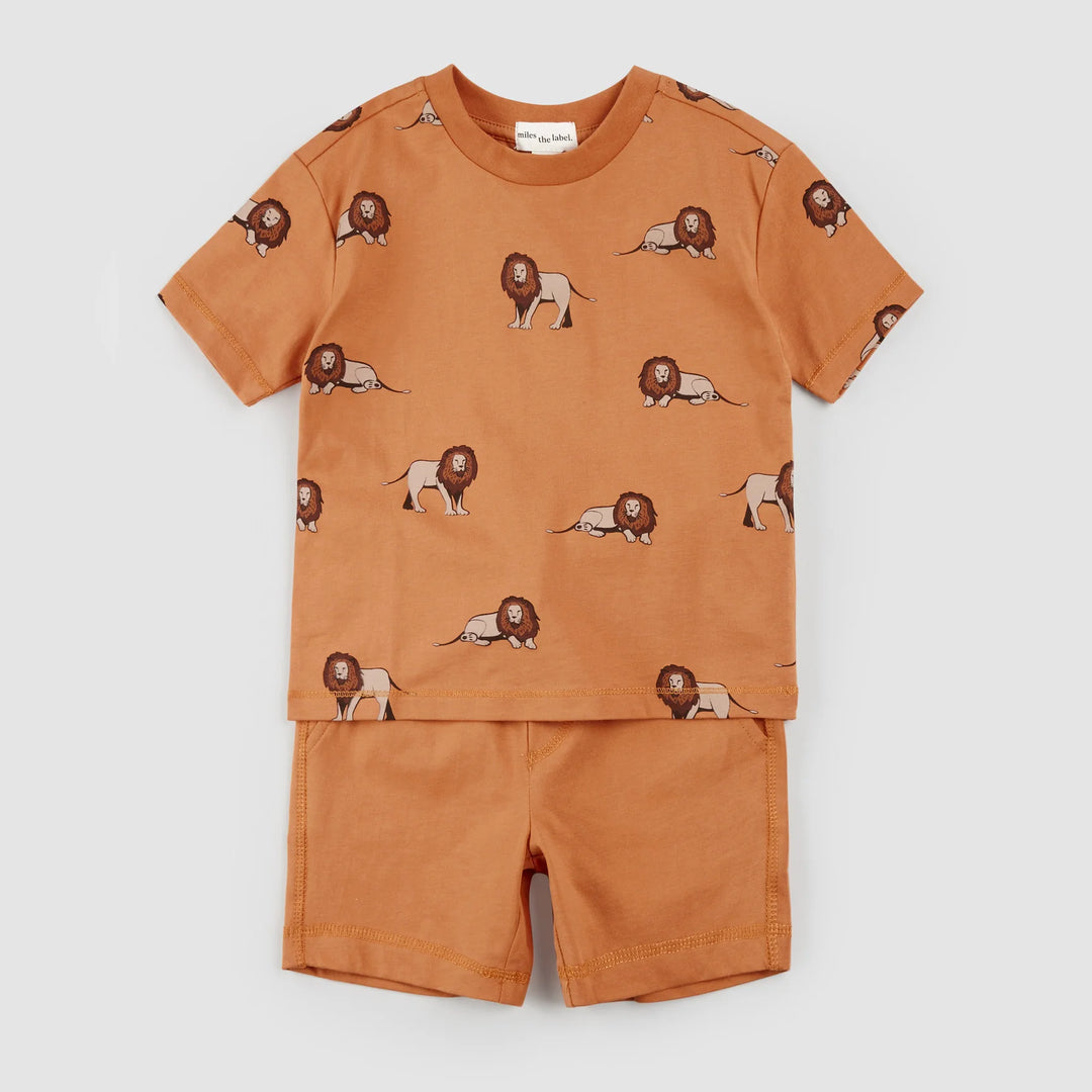 Lion Print Copper Short Set
