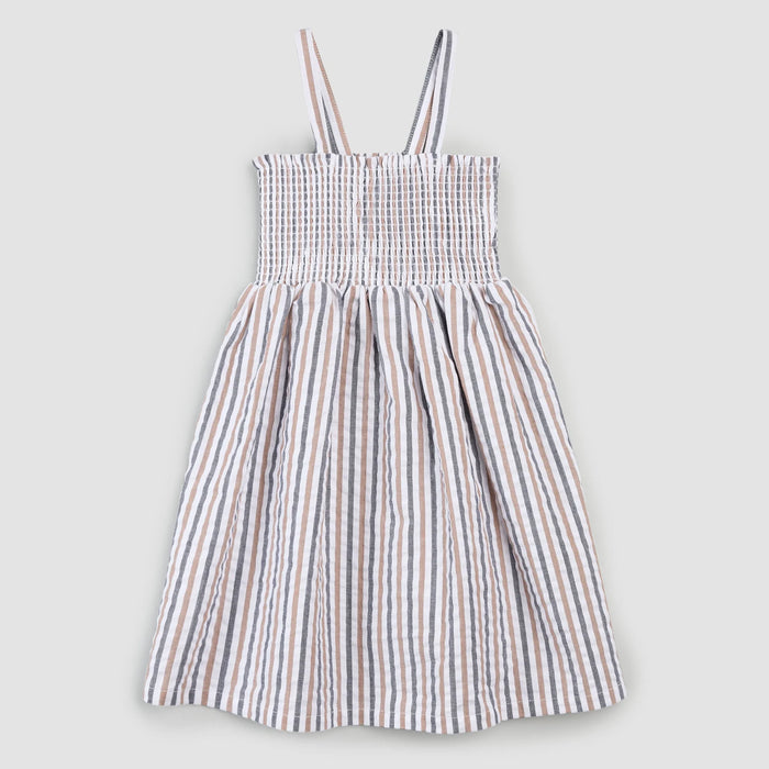 Rosewood & Navy Stripe Smocked Tank Dress
