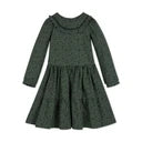 Organic Ruffle Neck Knit Dress | Timeless Green Floral