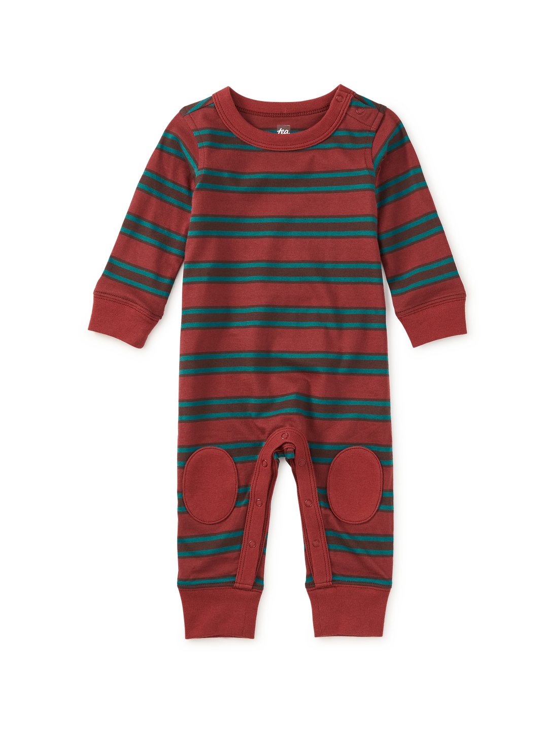 Stripe Knee Patch Romper | Sangria