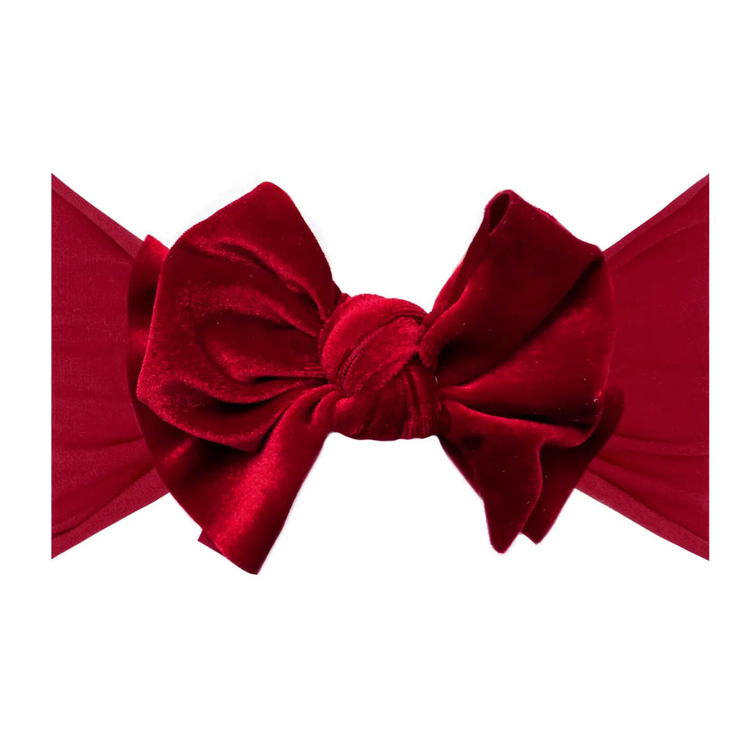 Velvet Fab Nylon Headband w/ Bow | Ruby