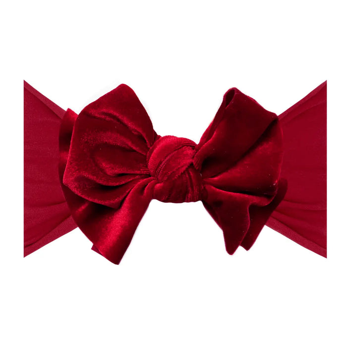 Velvet Fab Nylon Headband w/ Bow | Ruby