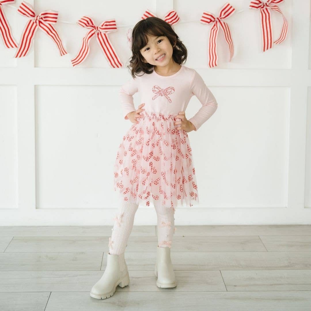 Candy Cane Confetti Long Sleeve Tutu Dress