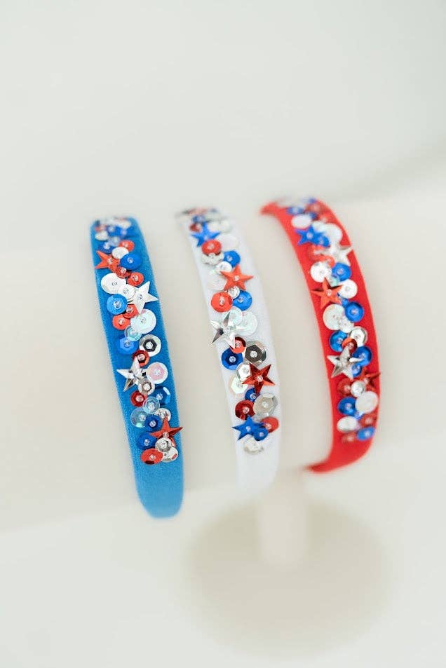 Blue Miss USA Sequin Headband