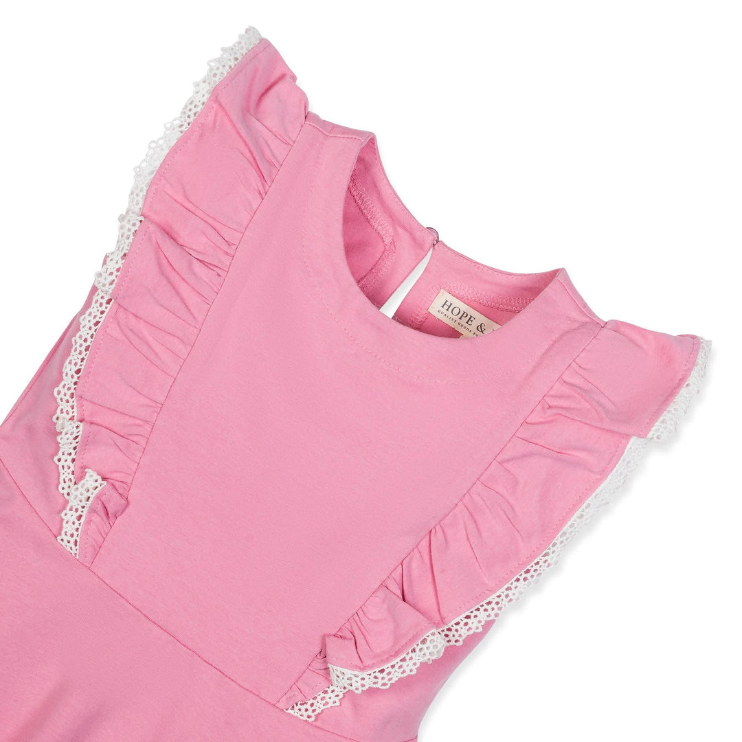 Sleeveless Organic Knit Pinafore Dress | Classic Pink