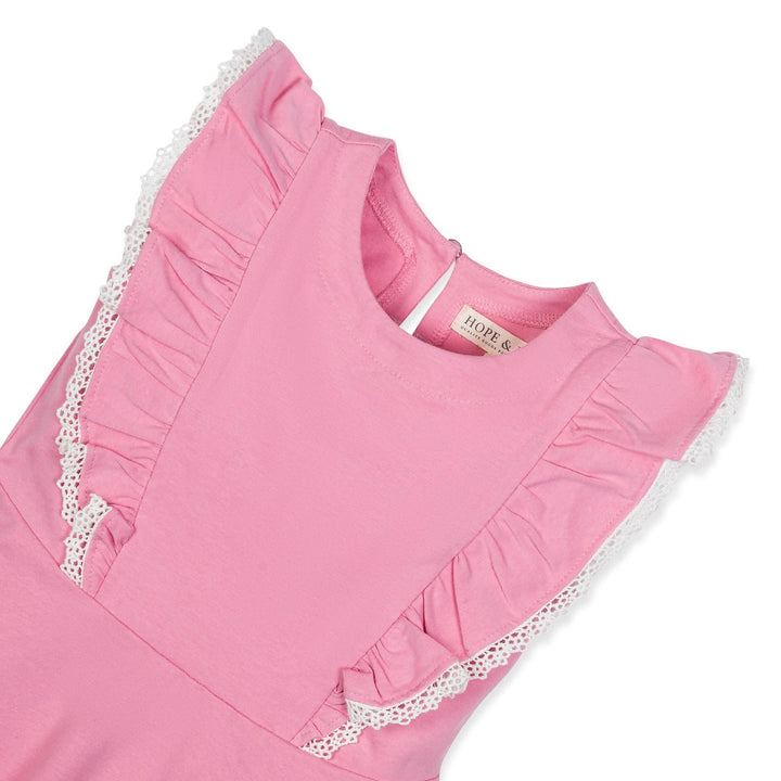 Sleeveless Organic Knit Pinafore Dress | Classic Pink
