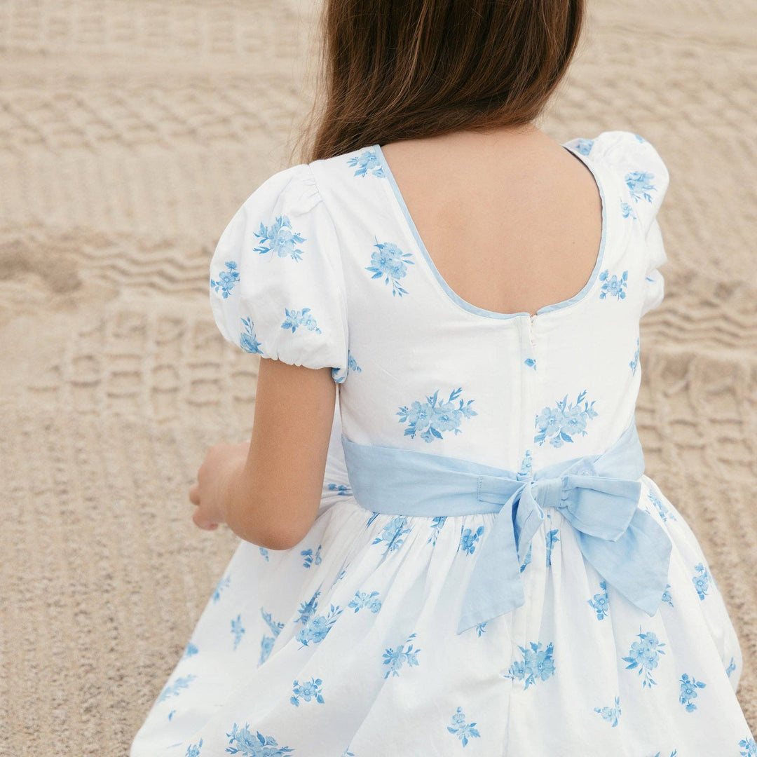 Organic Puff Sleeve Sateen Dress | Delft Floral