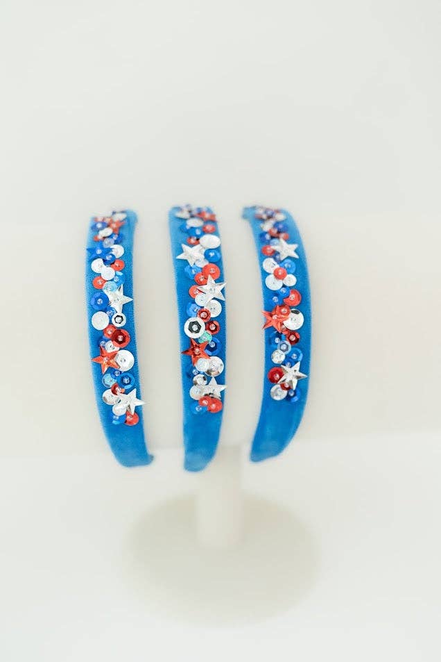 Blue Miss USA Sequin Headband