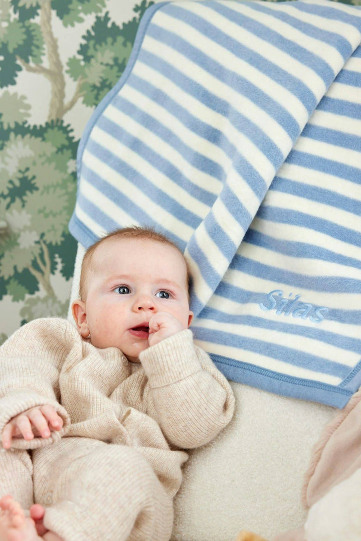 Sweet Pea Blue Stripe Mini Blanket