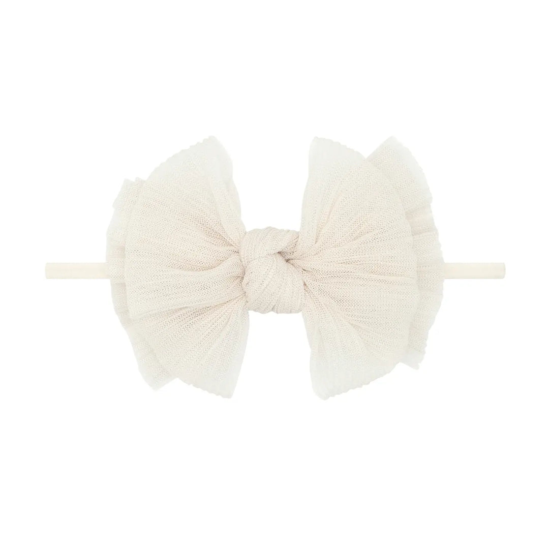 Tulle Fab Skinny Headband w/ Bow | Pleated Oatmeal