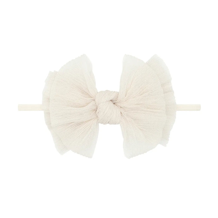 Tulle Fab Skinny Headband w/ Bow | Pleated Oatmeal