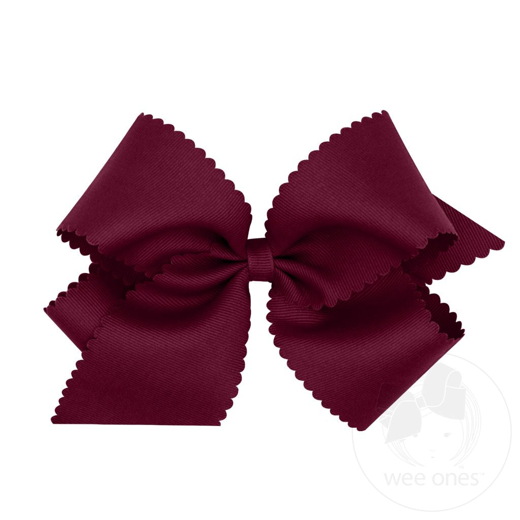 King Scalloped Edge Grosgrain Bow | Burgundy