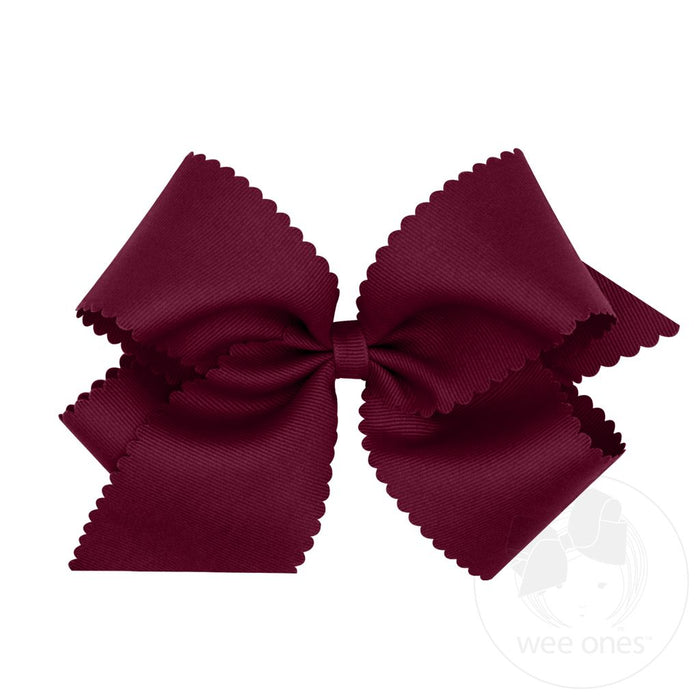 King Scalloped Edge Grosgrain Bow | Burgundy