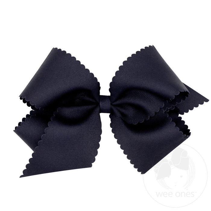 King Scalloped Edge Grosgrain Bow | Navy