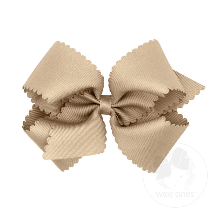 King Scalloped Edge Grosgrain Bow | Oatmeal