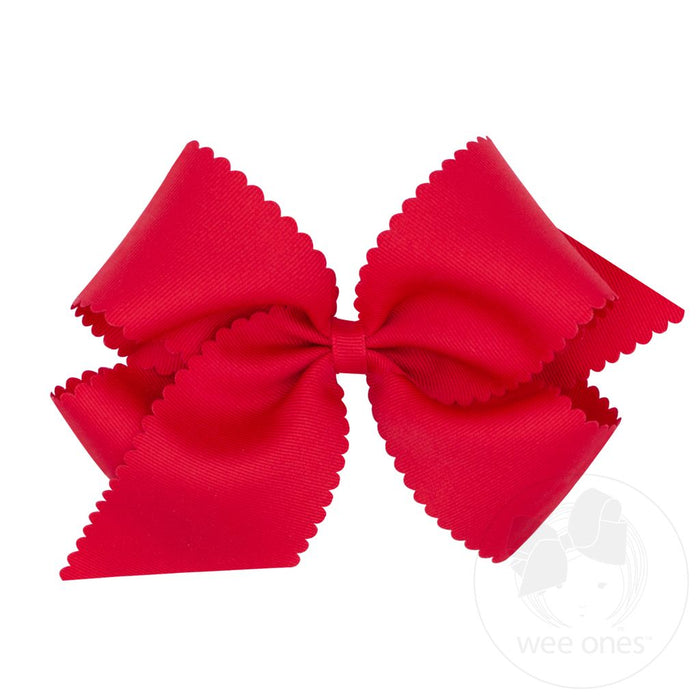 King Scalloped Edge Grosgrain Bow | Red
