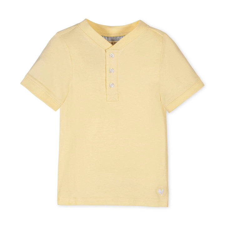 Organic Short Sleeve Henley Tee | Pale Yellow