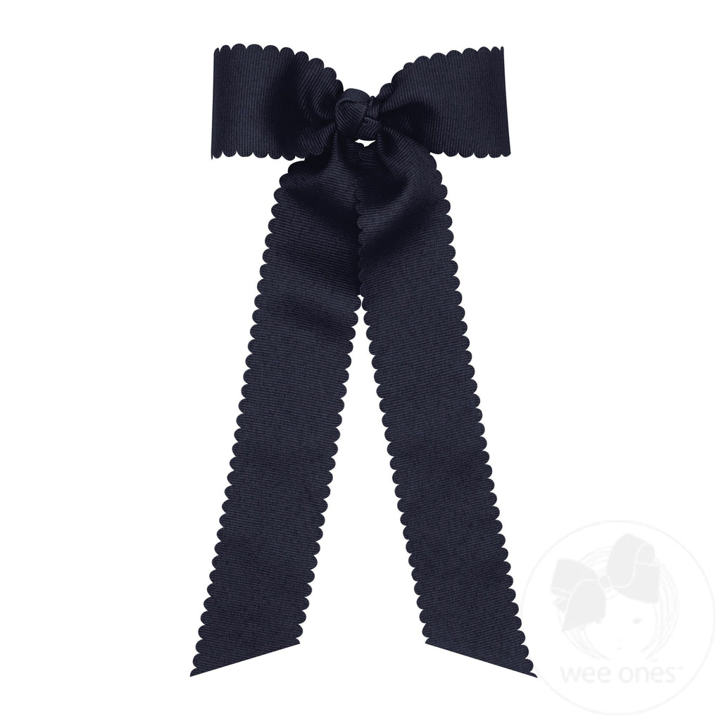 Medium Grosgrain Bowtie with Scalloped Edge | Navy