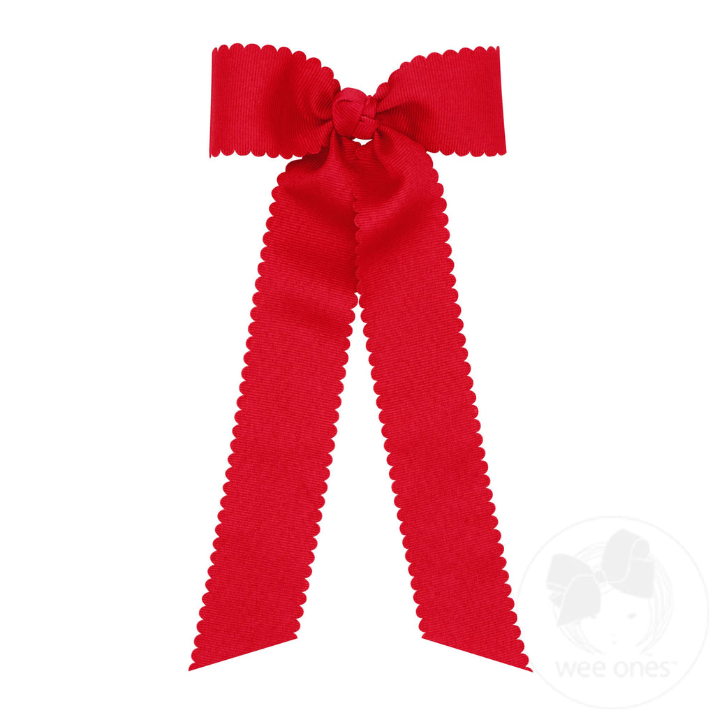 Medium Grosgrain Bowtie with Scalloped Edge | Red