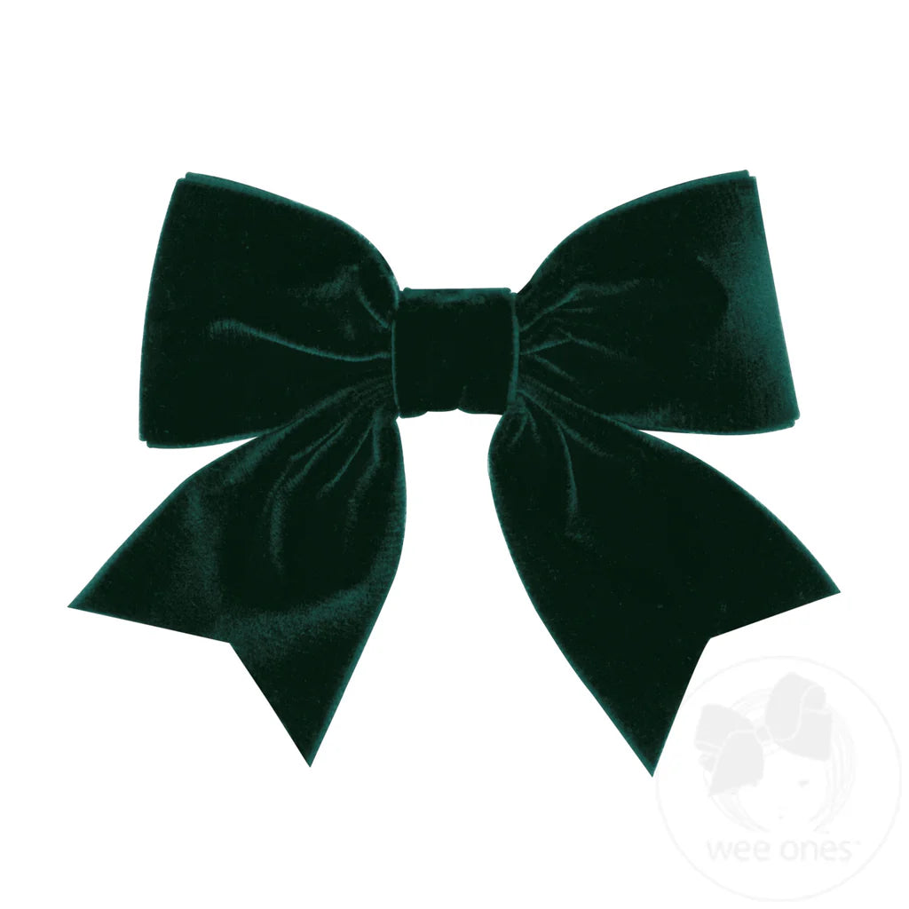 Small King Plush Velvet Bow | Forest Green