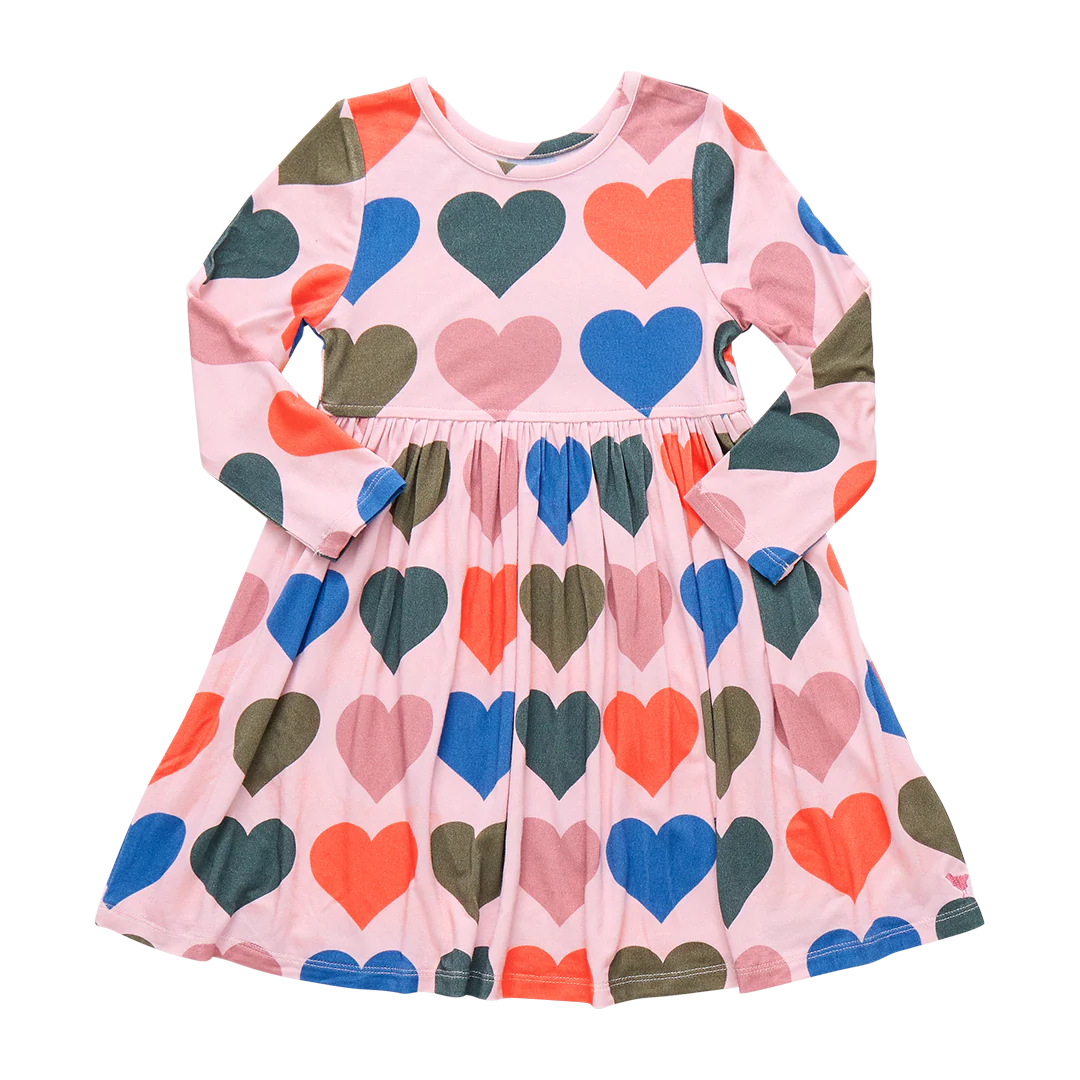 Organic Steph Dress | Pink Oversized Hearts