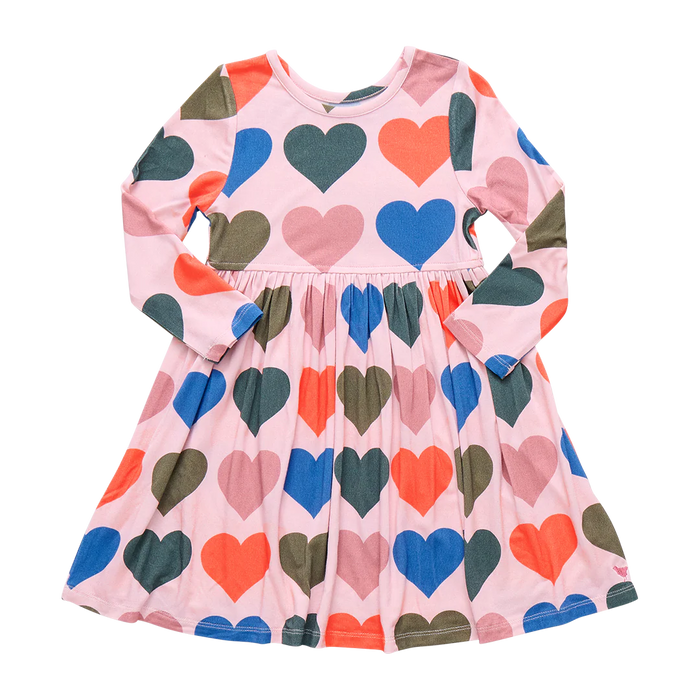 Organic Steph Dress | Pink Oversized Hearts