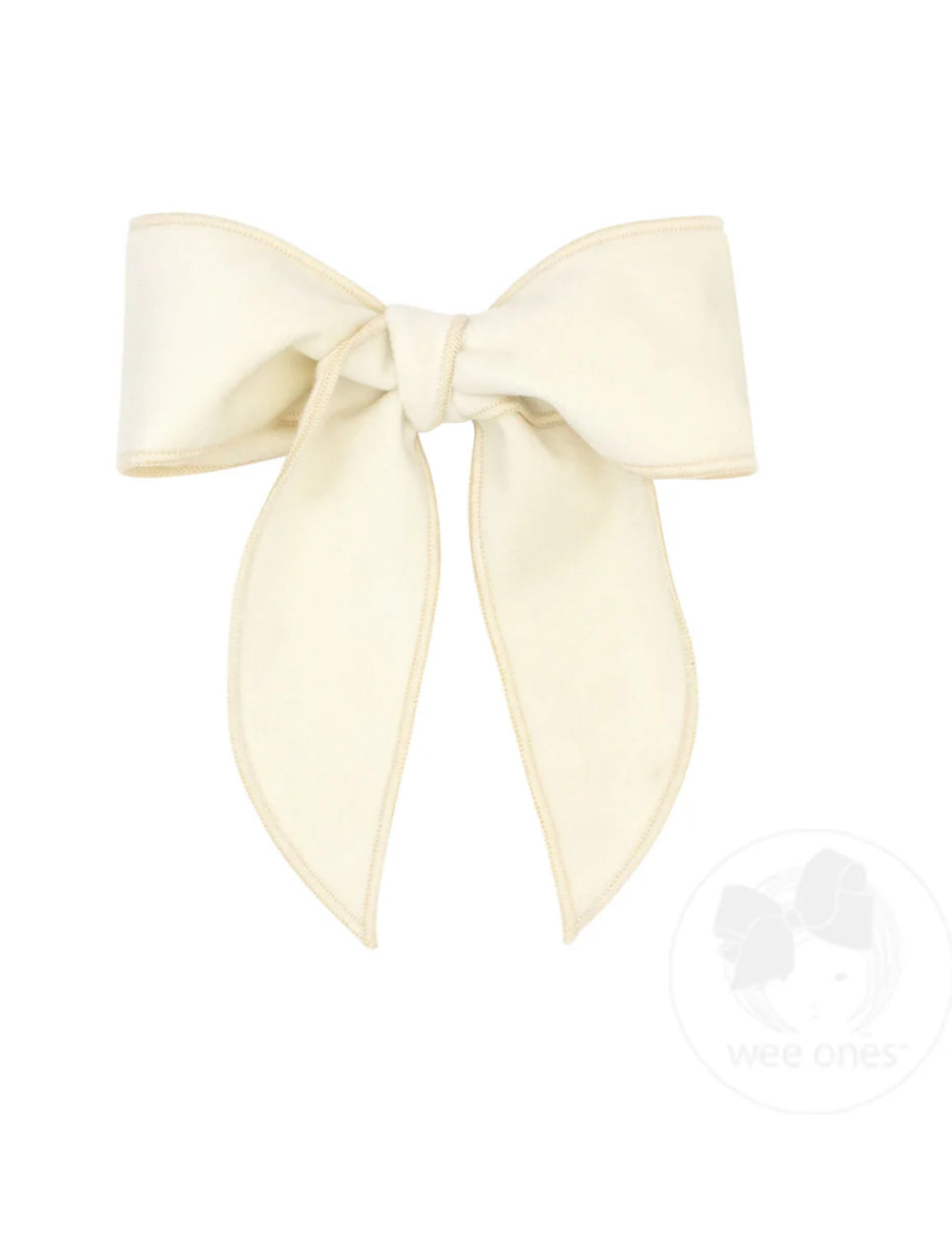 Medium Velvet Fabric Bow | Antique White