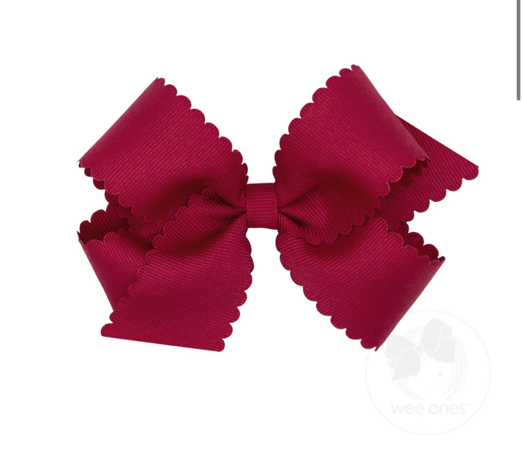 Medium Scalloped Edge Grosgrain Bow | Cranberry