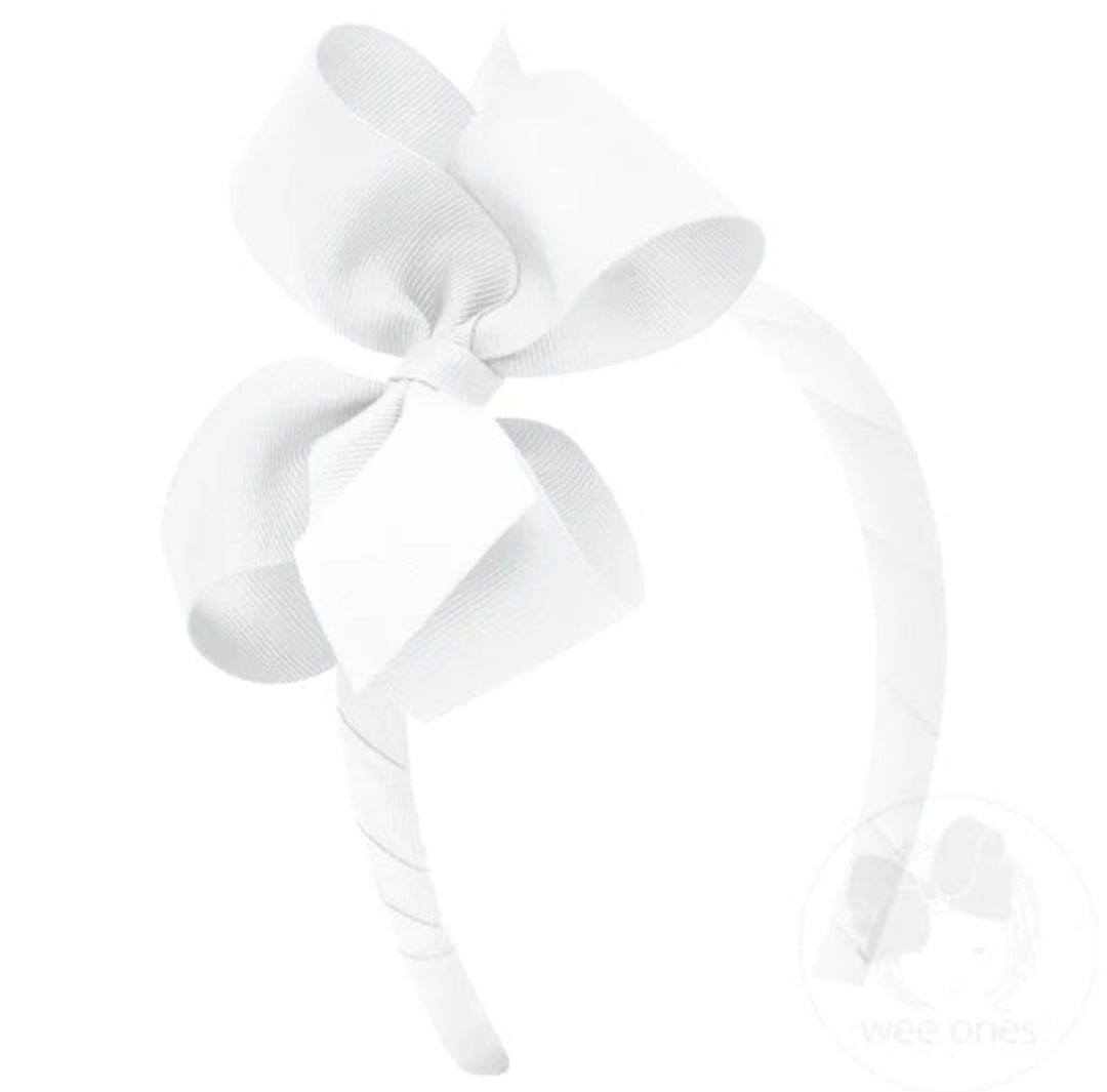 Md. Grosgrain Bow on Headband | White