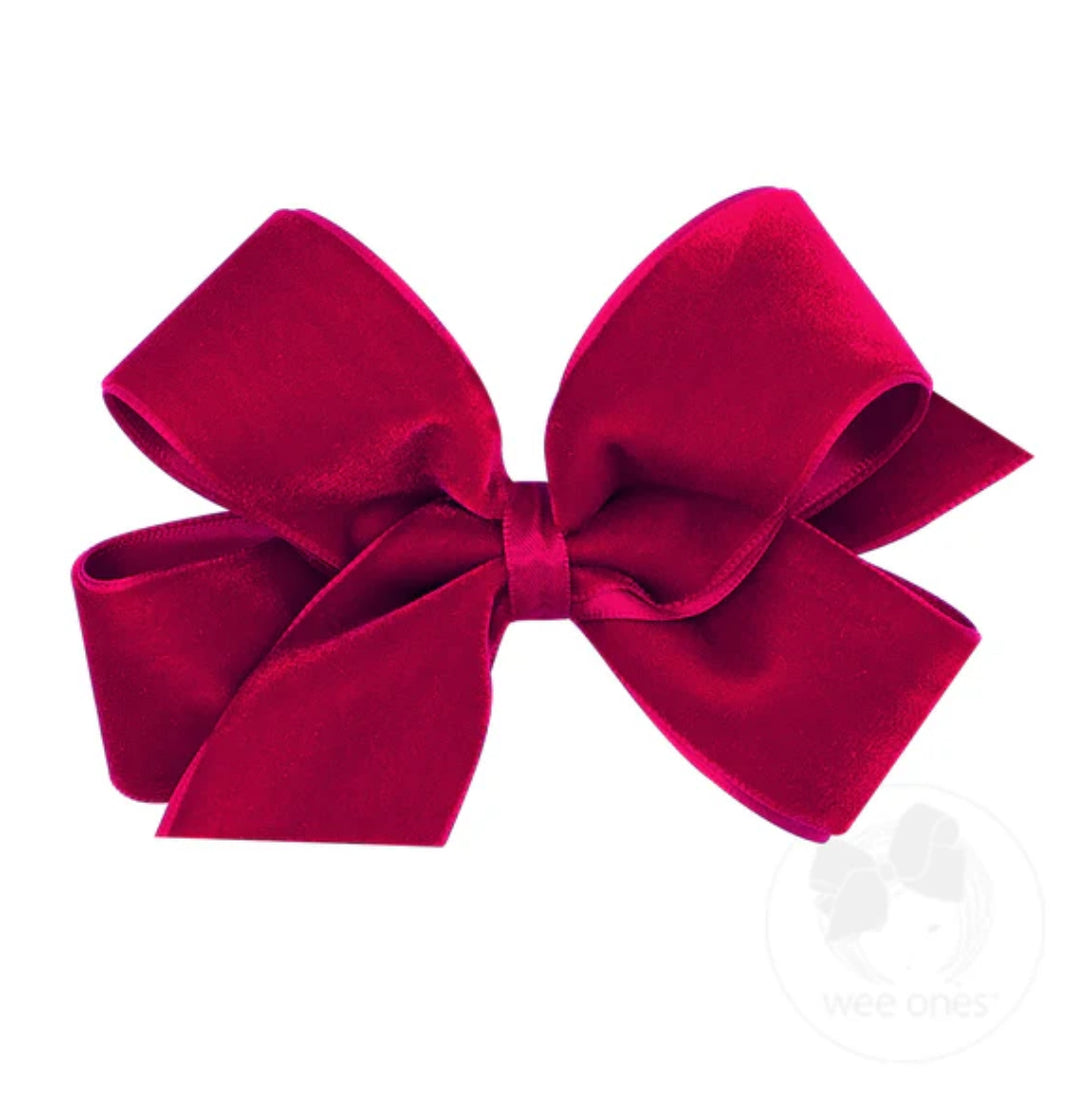 Medium Velvet Satin Edge Bow | Cardinal
