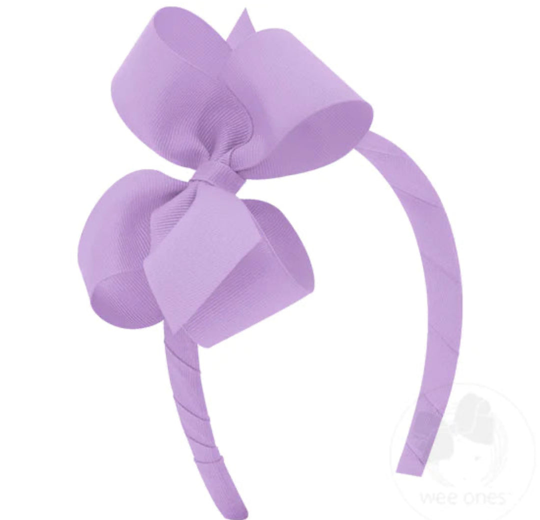 Md. Grosgrain Bow on Headband | Light Orchid