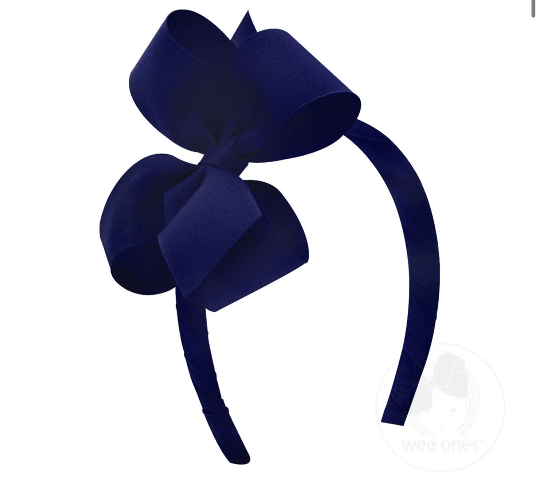 Md. Grosgrain Bow on Headband | Light Navy