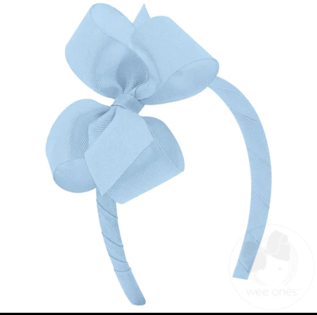 Md. Grosgrain Bow on Headband | Millennium Blue