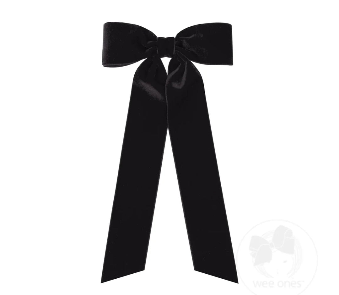 Medium Velvet Bowtie with Streamer Tails | Black