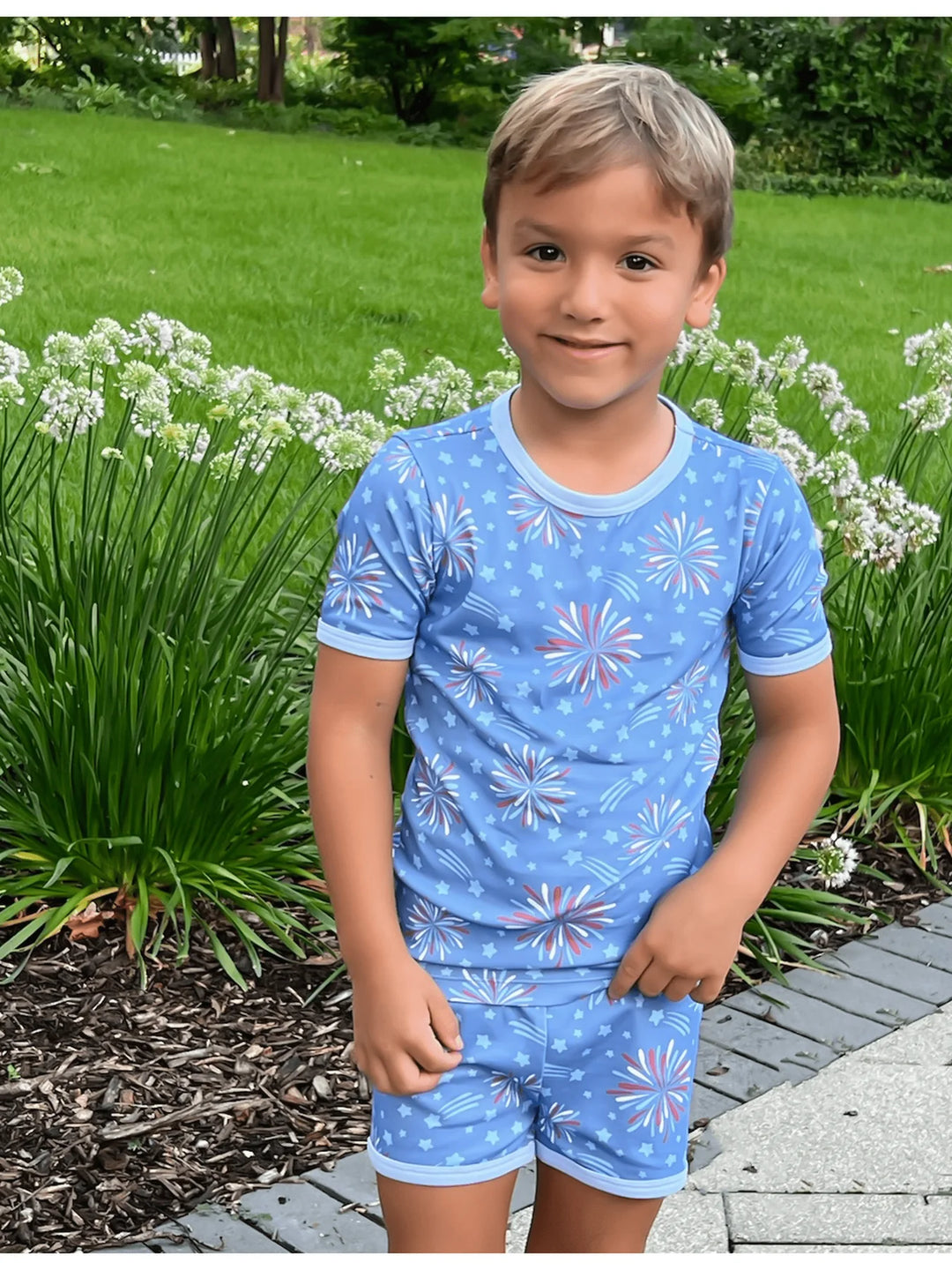 Boys Two Piece Short Jammies | Fireworks Knit Lounge