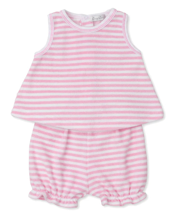 Cabana Terry Stripes Pink Sunsuit Set