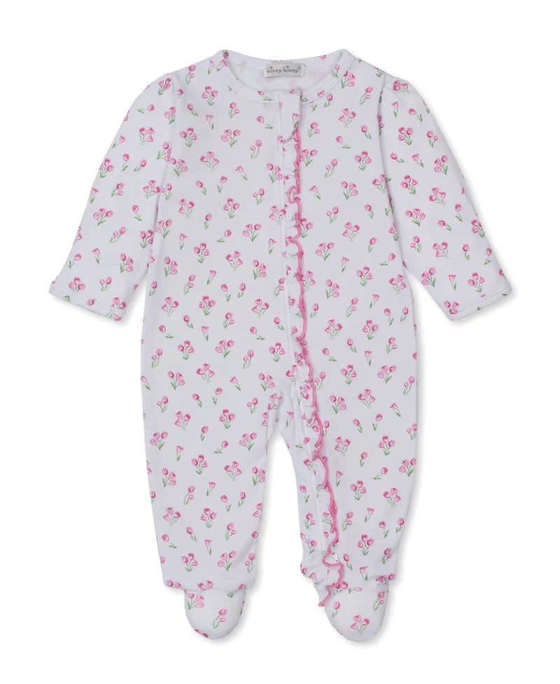 White Timeless Tulips Footie w/ Zipper