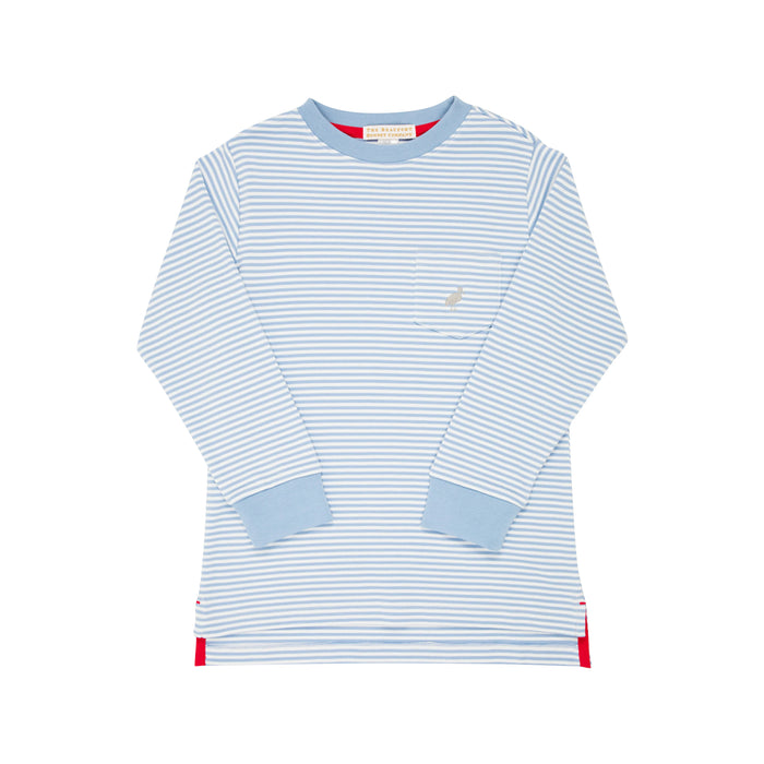 Long Sleeve Carter Crewneck | Barrington Blue Stripe with Grantley Gray