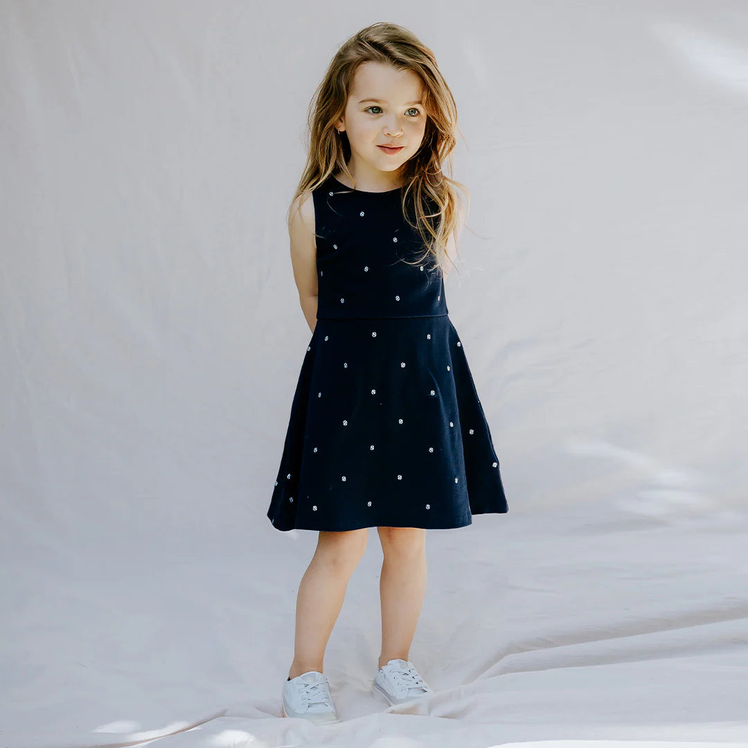 Embroidered Dress Blues Pique Dress