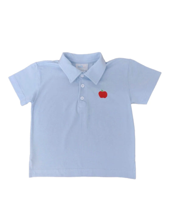 Blue Polo with Red Apple